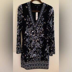 NWT WHBM Garden Floral Chemise Dress Blue Size Small